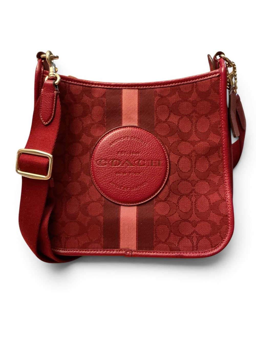 Coach Red Signature Stripe Crossbody Bag